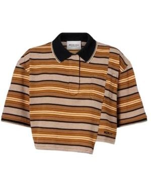 Isabel Marant Isalyne Striped Cotton Polo Shirt - Brown