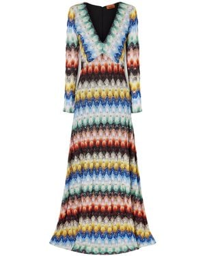 Missoni Striped Metallic Crochet-Knit Maxi Dress - Blue