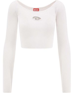 DIESEL M-Vera-Ls Ribbed Knit Off-The-Shoulder Top - White