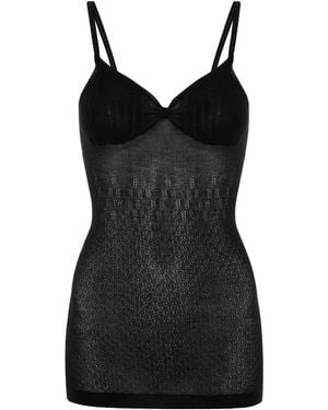 Victoria Beckham Cami Ribbed-Knit Top - Black