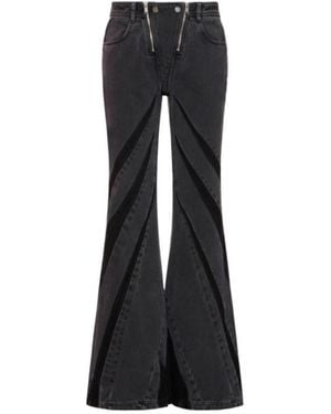 Dion Lee Flared Zip Low Rise Denim Jeans - Black