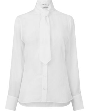 McQueen Stand Collar Blouse - White