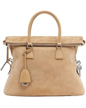 Maison Margiela Zipped Detailed Top Handle Bag - Natural