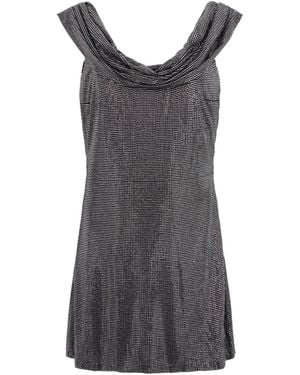 GIUSEPPE DI MORABITO Draped Rhinestone Mini Dress - Grey