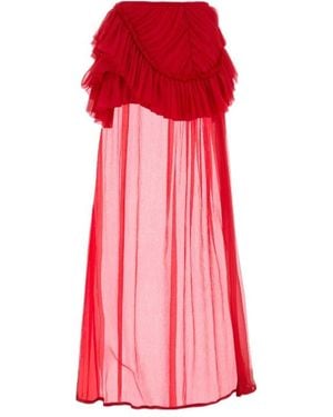 Dries Van Noten Ruffled Silk Skirt - Red