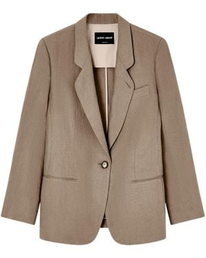 Giorgio Armani Single-Button Linen Jacket - Brown