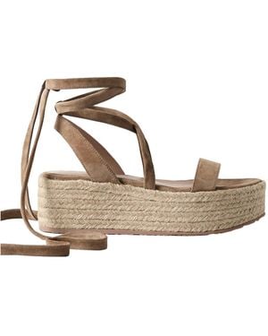 Gianvito Rossi Raffia Platform Espadrilles - Metallic