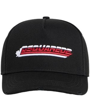 DSquared² Logo-Embroidered Distressed Baseball Cap - Black