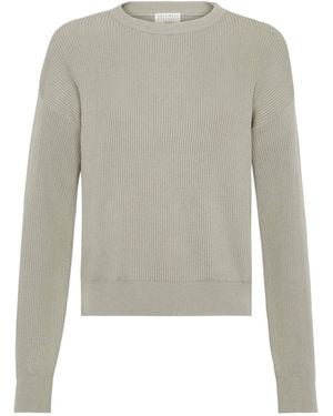 Brunello Cucinelli Ribbed Cotton Jumper - White