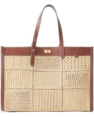 Anya Hindmarch Leather-Trimmed Woven Raffia Tote - Natural