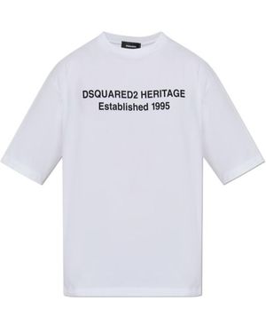 DSquared² Logo Printed Crewneck T-Shirt - White