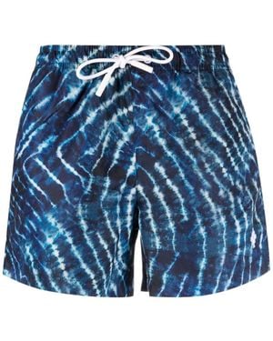 Marcelo Burlon County Of Milan Aop Sound Waves Drawstring Swim Shorts - Blue