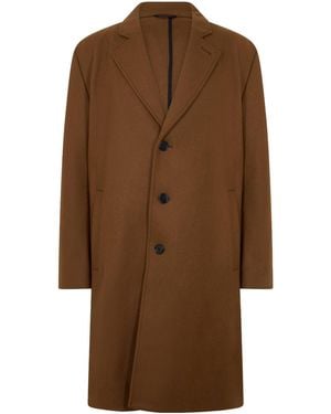 BOSS Camel Single-Breasted Long Coat - Brown