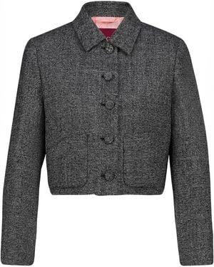 Gucci Cropped Wool-Tweed Jacket - Grey