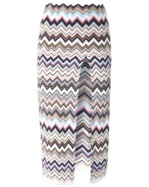 Missoni Zigzag-Knit Side-Slit Skirt - White