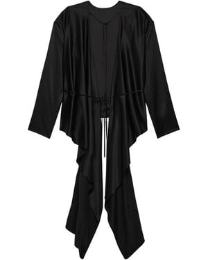 Helmut Lang Draped Silk Satin Scarf Top - Black
