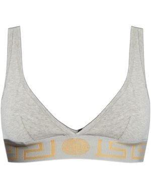 Versace Logo-Detailed Bra - Grey
