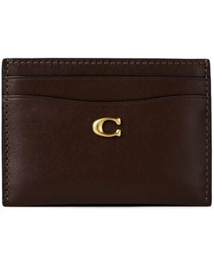 COACH Minimalist Leather Card Holder - Brown