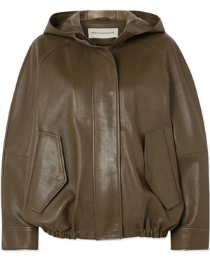 Nour Hammour Long-Sleeved Leather Jacket - Green