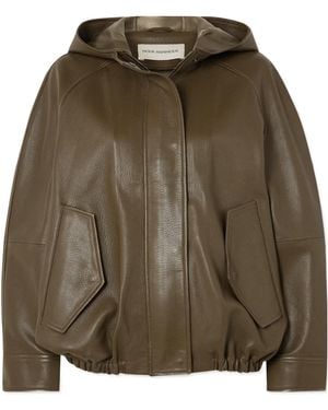 Nour Hammour Long-Sleeved Leather Jacket - Green