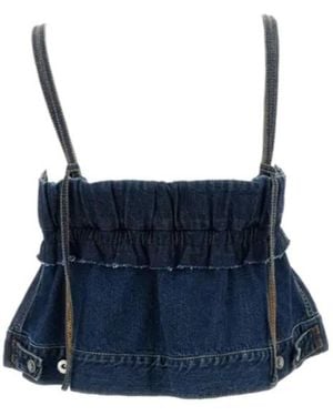 Sacai Cropped Denim Top - Blue