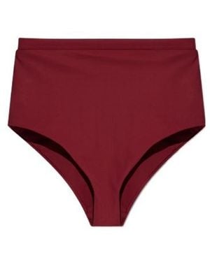 Jil Sander Logo High-Waisted Bikini Bottom - Red