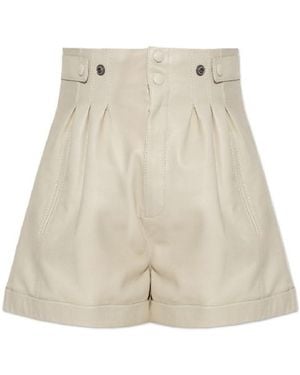 Saint Laurent Button Detailed High Waist Shorts - Natural