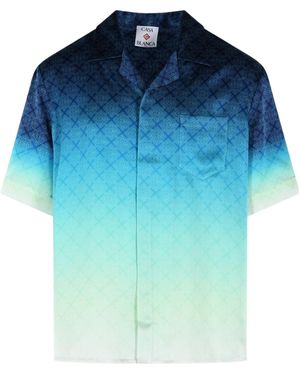 CASABLANCA Circuit Monogram Satin Shirt - Blue