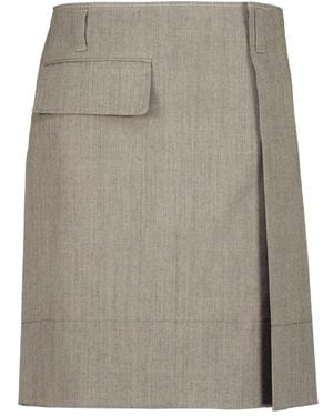 Marni Seam-Detailed Midi Skirt - Grey