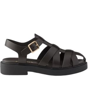 Prada Leather Fisherman's Sandals - Black