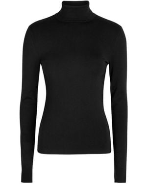 JOSEPH Ribbed Stretch-Silk Knit Top - Black