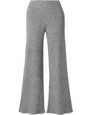 The Elder Statesman Delicash Ribbed Wide-Leg Casual Trousers - Grey