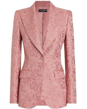 Dolce & Gabbana Floral Quilted Jacquard Turlington Jacket - Pink