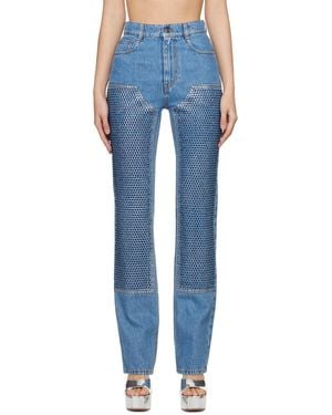 Area Embellished Straight Leg Jeans - Blue