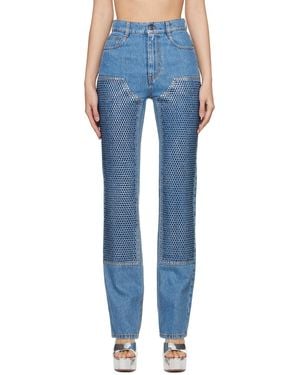 Area Embellished Straight Leg Jeans - Blue