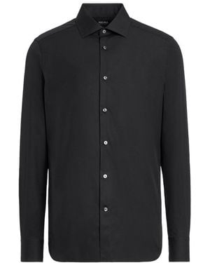 ZEGNA Long Sleeved Regular-Fit Shirt - Black
