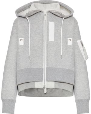 Sacai Cotton Blend Padded Hoodie - Grey