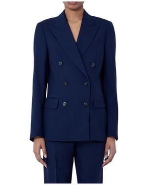 Dries Van Noten Double Breasted V-Neck Blazer - Blue