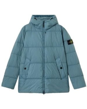 Stone Island Quilted Hooded Jacket - Blue