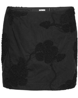 ROTATE BIRGER CHRISTENSEN Mini Skirt With 3D Floral Accents - Black