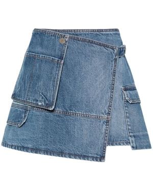 MSGM Asymmetric Denim Mini Skirt - Blue