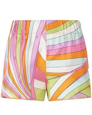 PUCCI Printed Silk-Twill Shorts - White