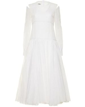 Jil Sander Cotton Organza Midi Dress - White