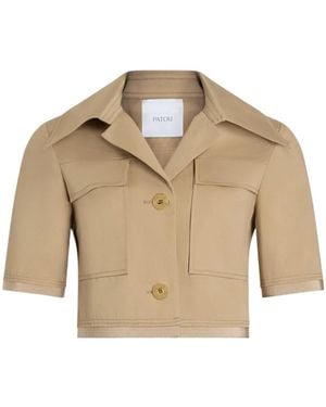Patou Short-Sleeved Cotton Cropped Jacket - Natural