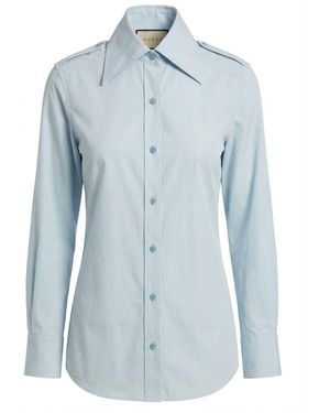 Gucci Pointed Collar Buttoned Shirt - Blue