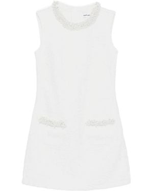 Self-Portrait Faux Pearl-Embellished Mini Dress - White
