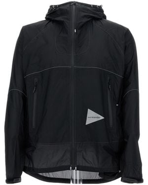 and wander Logo Printed Hooded Jacket - Black