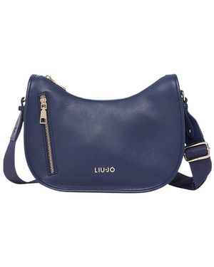 Liu Jo Logo-Plaque Curved Crossbody Bag - Blue