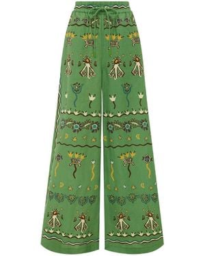 ALÉMAIS Elastic Waistband Casual Pants - Green