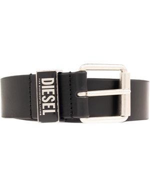 DIESEL B Glossy Logo Plaque Belt - White